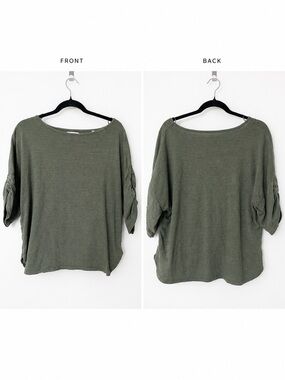 Max Studio Olive Green Short Sleeve Knit Top